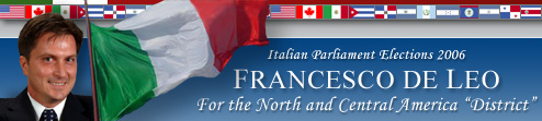 Italian Parliament Elections 2006 - Chamber of Deputies - Francesco de Leo - For the North and Central America District